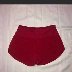 Red Lululemon Speed shorts